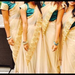 Teal and Gold Saree - LAST CHANCE, DONATING ASAP
